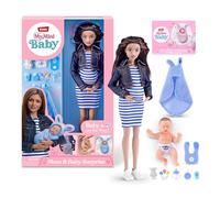 My Mini Mom & Baby Surprise (Maria) de ZURU. Muñeca mamá Embarazada con bebé recién Nacido, mantita y Accesorios para bebé. Juego de Nacimiento Realista para niñas y coleccionistas