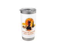 My Miniature Schnauzer Rides Shotgun Dog and Witch Halloween Vaso térmico de acero inoxidable de doble pared
