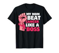 My Mom Beat Cancer Like a Boss Pink Ribbon Fist Camiseta
