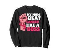 My Mom Beat Cancer Like a Boss Pink Ribbon Fist Sudadera