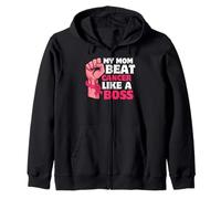 My Mom Beat Cancer Like a Boss Pink Ribbon Fist Sudadera con Capucha