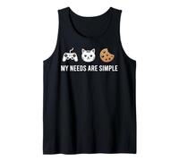 My Needs Are Simple Funny Gamer Cat Cookie Diciendo Camiseta sin Mangas