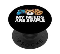 My Needs Are Simple Funny Gamer Cat Cookie Diciendo PopSockets PopGrip Adhesivo