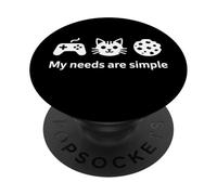 My Needs Are Simple Funny Gamer Cat Cookie Diciendo PopSockets PopGrip Adhesivo