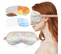my novel things Antifaz caliente para ojos fríos 3 en 1, máscara de seda para dormir con gel refrescante y almohadilla de linaza pesada para microondas, compresa de ojos para el cuidado de los ojos