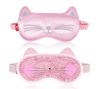 my novel things Antifaz refrescante y antifaz para dormir, diseño de gato, color rosa