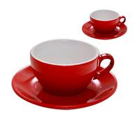 MY Obsession Juego de Tazas de Café y Capuchino, 200 ml, Paredes Gruesas, Extragrandes, Color Rojo/Blanco, Porcelana (2 Unidades)