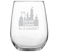 My Other Home is a Castle Engraved Stemless Wine Glass Funny Birthday Christmas Mother's Day Father's Day Graduation Gift