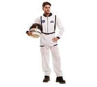 My Other Me - Disfraz Astronauta para Hombre Adulto, talla S. Incluye mono blanco con parches, bolsillos y detalles en negro y arnés negro. Ideal para Carnaval, Fiestas Temáticas y Halloween