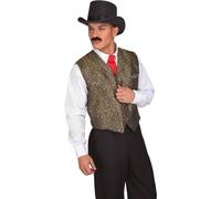 My Other Me - Chaleco Caballero para hombre adulto negro y dorado talla ML. Aporta un toque de elegancia del viejo oeste a tu atuendo de fiesta