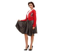 My Other Me - Disfraz años 50 Mujer, talla M-L. Incluye vestido negro y blanco, con lunares, cinturón fino y chaqueta roja con detalle de perrito de lentejuelas. Revive el rock & roll con estilo.