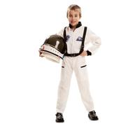 My Other Me - Disfraz Astronauta Infantil Unisex, talla 7-9 años. Incluye mono blanco con dibujos de planetas y detalles en negro, y arnés que complementa el atuendo.
