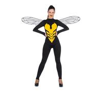My Other Me -Disfraz Avispa Mujer, talla S. Incluye mono ajustado negro de manga larga con diseño amarillo en la parte abdominal y alas transparentes con venas negras en la espalda. Pica con estilo.