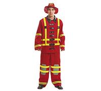 My Other Me - Disfraz Bombero para Hombre Adulto, talla M-L. Incluye chaqueta y pantalones rojos con detalles amarillos, negros y grises, con sombrero rojo brillante con impresión de escudo