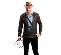My Other Me - Disfraz camiseta de Aventurero Arqueólogo unisex. Incluye camiseta estampada en azul y marrón talla S. Perfecto para desenterrar secretos ocultos