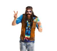 My Other Me - Disfraz camiseta de Hippie adulto unisex talla S