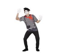 My Other Me - Disfraz camiseta de Mimo unisex con camiseta estampada en negro y rojo talla XL. Perfecto para añadir un toque clásico y elegante a cualquier evento temático