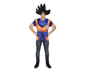 My Other Me - Disfraz camiseta para hombre adulto de Goku en azul y naranja con camiseta estampada talla L. Desata tu poder interior y sorprende a todos en la fiesta