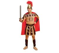 My Other Me - Disfraz Centurión Romano Hombre, talla M-L. Incluye vestido beige con detalles marrones y bordes dorados simulando pteruges, muñequeras y espinilleras marrones, capa roja y casco.