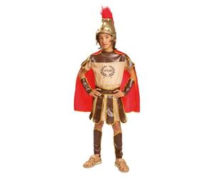 My Other Me - Disfraz Centurión Romano Niño, talla 5-6 años. Incluye vestido beige con bordes dorados, muñequeras y espinilleras marrones, capa roja y casco.