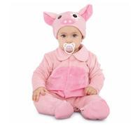 My Other Me - Disfraz Cerdito Bebé Unisex, talla 0-6 meses. Incluye gorro con orejas, hocico y ojos, pelele rosa con barriga más oscura, rabo y chupete a juego. Ideal para tu pequeño.