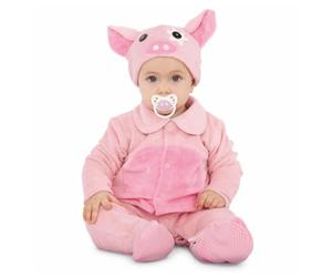 My Other Me - Disfraz Cerdito Bebé Unisex, talla 0-6 meses. Incluye gorro con orejas, hocico y ojos, pelele rosa con barriga más oscura, rabo y chupete a juego. Ideal para tu pequeño.
