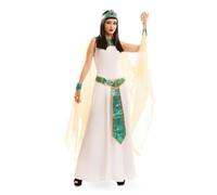 My Other Me - Disfraz Cleopatra Mujer, talla S. Incluye vestido blanco con capa beige unida a brazaletes verdes y dorados, cinturón con pedrería y diadema a juego. Conviértete en la reina del Nilo.