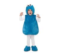 My Other Me - Disfraz Cookie Monster bebé unisex, talla 1-2 años. Incluye vestido balloon sin mangas, gorro con ojos saltones y patucos. Azul, dulce y peludo.