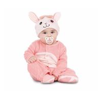 My Other Me - Disfraz de Alpaca para bebé unisex en rosa con gorro, mono, patucos, rabo y chupete talla 7-12 meses ¡Dulzura y ternura en un mismo atuendo!