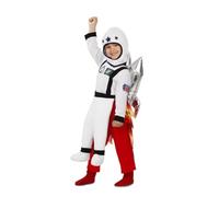 My Other Me - Disfraz de Astronauta infantil unisex con mono, falsas piernas, cohete y sombrero en blanco y rojo talla 3-4 años. Viaja más allá de las estrellas con este look espacial