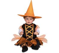 My Other Me - Disfraz de Bruja para bebé niña con sombrero y mono en negro y naranja talla 12-24 meses. Magia y diversión en cada hechizo otoñal