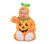 My Other Me - Disfraz de Calabaza con gorro, mono con barriguita rellena y patucos en naranja y verde para bebé unisex talla 12-24 meses. Un look adorable para Halloween