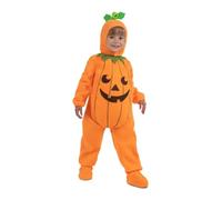 My Other Me - Disfraz de Calabaza unisex para niño con gorro, mono con barriguita rellena y patucos en naranja y negro talla 3-4 años. Perfecto para Halloween o fiestas de otoño