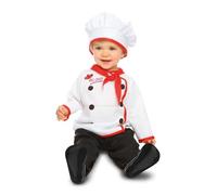 My Other Me - Disfraz de Cocinero para bebé unisex con sombrero, pañuelo, chaqueta y pantalón en blanco y rojo talla 0-6 meses. Tan dulce como un cupcake recién horneado