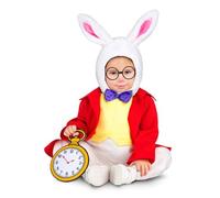 My Other Me - Disfraz de Conejo unisex para bebé con gorro, mono y reloj en rojo y blanco talla 12-24 meses. Vive la magia de los cuentos clásicos con este encantador look