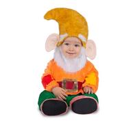 My Other Me - Disfraz de Enanito en naranja para bebé niño con gorro, barba, casaca, pantalón y patucos talla 7-12 meses. Descubre el mundo mágico con una sonrisa.