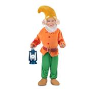 My Other Me - Disfraz de Enanito para niño naranja y verde con gorro, barba, casaca, cinturón, pantalón y cubrebotas talla 10-12 años. Perfecto para una aventura mágica en el bosque