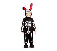 My Other Me - Disfraz de Esqueleto unisex en blanco y negro con body, capucha con orejas y patucos talla 0-6 meses. Perfecto para una noche de Halloween inolvidable