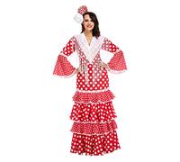 My Other Me Me-203848 halloween Disfraz de flamenca Sevilla para mujer, ajedrez, color rojo, M-L (Viving Costumes 203848)