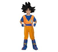 My Other Me - Disfraz de Goku para niño con camiseta, fajín, pantalón, cubrebotas y brazaletes en azul y naranja talla 5-6 años. Perfecto para convertirse en un héroe épico en fiestas y eventos.