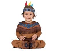 My Other Me - Disfraz de India Indio para bebé unisex en marrón con mono, diadema y patucos talla 7-12 meses. Haz de tu pequeño el protagonista de la próxima aventura.