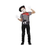 My Other Me - Disfraz de Mimo con camiseta estampada negra y roja unisex talla 2-4 años. Perfecto para fiestas de carnaval y teatro