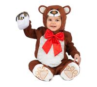 My Other Me - Disfraz de Oso unisex en marrón con gorro, lazo, body, tarrito de miel de peluche y patucos talla 24-36 meses Tu bebé, el osito más tierno de todos.