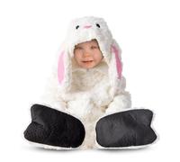 My Other Me - Disfraz de Oveja unisex para bebé en blanco con mono con capucha, patucos, cola y caja de sonido talla 12-24 meses. Un tierno compañero para aventuras acogedoras