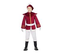 My Other Me - Disfraz de Paje unisex infantil rojo y blanco con gorro, casaca, cinturón y polainas talla 7-9 años. Perfecto para dar un toque real a cualquier celebración