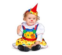 My Other Me - Disfraz de Payasa para bebé niña con tocado y vestido multicolor con lunares, botones grandes y tirantes talla 12-24 meses. Perfecto para las fiestas más coloridas