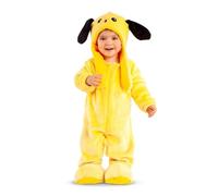 My Other Me - Disfraz de Perro unisex para bebé en amarillo con mono, gorro con movimiento de orejas, patucos y cola talla 7-12 meses. Abraza la ternura con este disfraz adorable