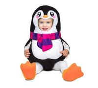 My Other Me - Disfraz de Pingüino unisex para bebé en blanco y negro con traje, gorro y patucos talla 7-12 meses. Abraza la ternura del polo sur en tu hogar