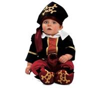 My Other Me - Disfraz de Pirata para bebé niño con gorro, mono, cinturón y patucos en negro y rojo talla 12-24 meses. Perfecto para aventuras piratas en familia