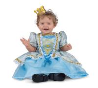 My Other Me - Disfraz de Princesa para bebé niña azul con vestido con enaguas y diadema con corona talla 7-12 meses. Haz que tu pequeña sienta la magia de un cuento de hadas.